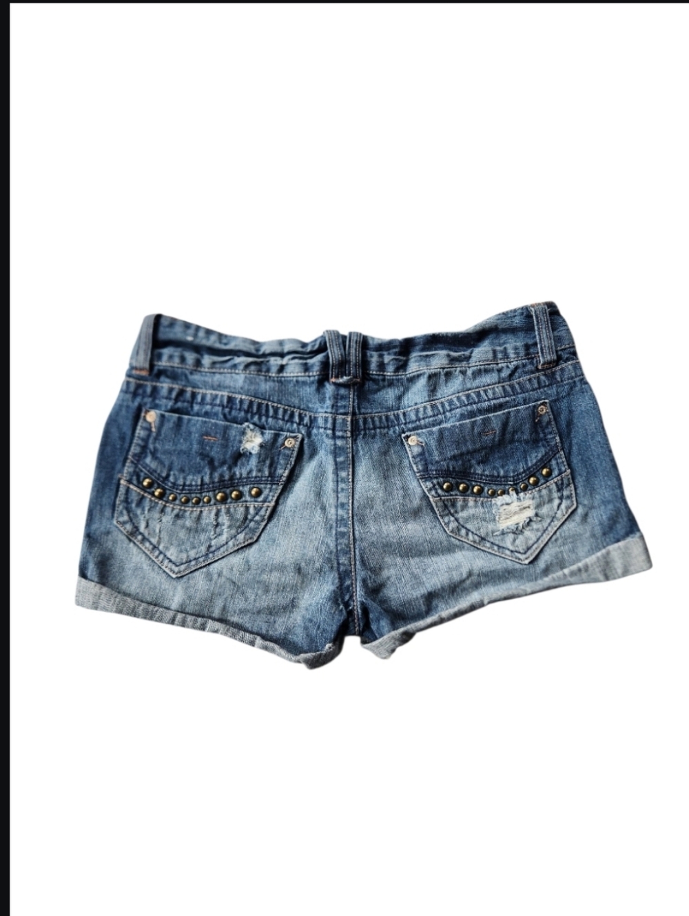 Vintage Y2K Embellished Distressed Bongo Jean Mini Shorts Size 11 - Picture 2 of 7